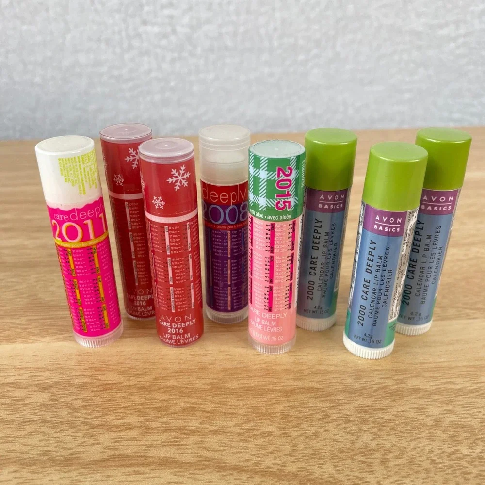 8pc Vintage Avon Care Deeply Lip Balm Lot Calendar 2000 2008 2011 2015 2016 NEW